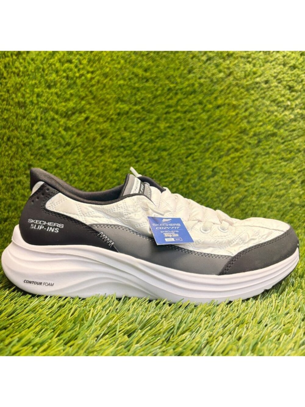 Skechers Contour Foam Womens Size 7 White Black Athletic Running Shoes Sneakers